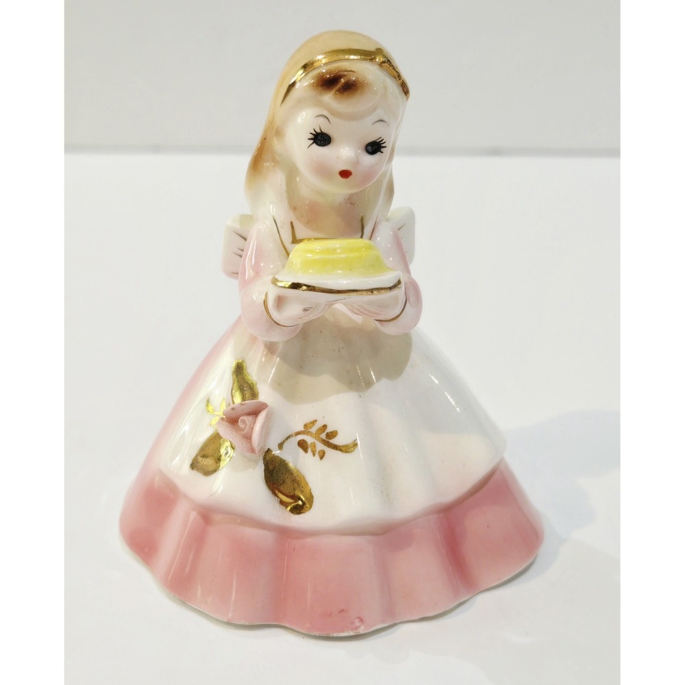 Vintage Josef Originals Pink Dinner Belle Girl with Cake Bell 1950's Beautiful
